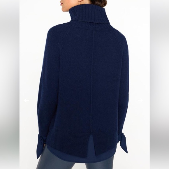 NWT Brochu Walker tie sleeve looker cashmere/wool sweater in navy. Size small. - Picture 6 of 8